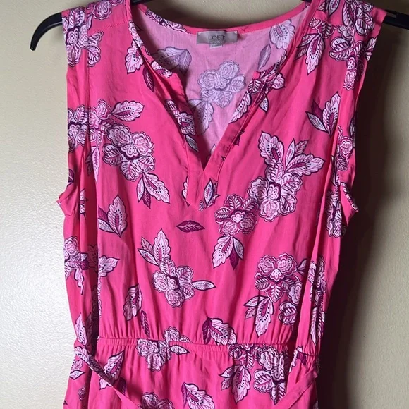 LOFT Pink and Orange feminine,Ruffled Tie Front Sundress - Picture 2 of 6